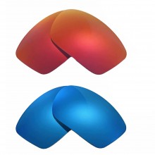 Walleva Fire Red + Ice Blue Polarized Replacement Lenses For Oakley Scalpel (OO9095 Series) Sunglasses